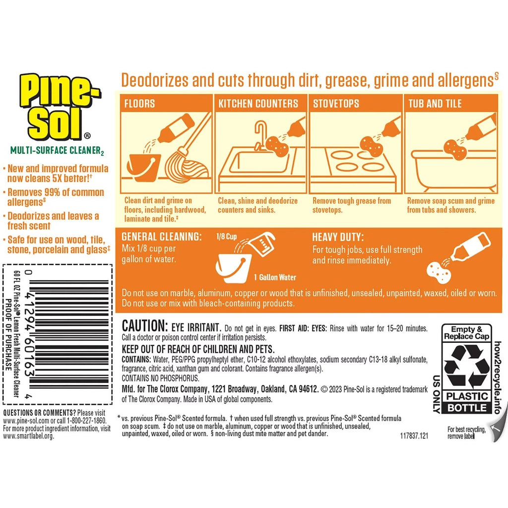Pine-Sol Cleaner Citric Acid Formula Lemon Scent Twin Pack - 60oz/3pk