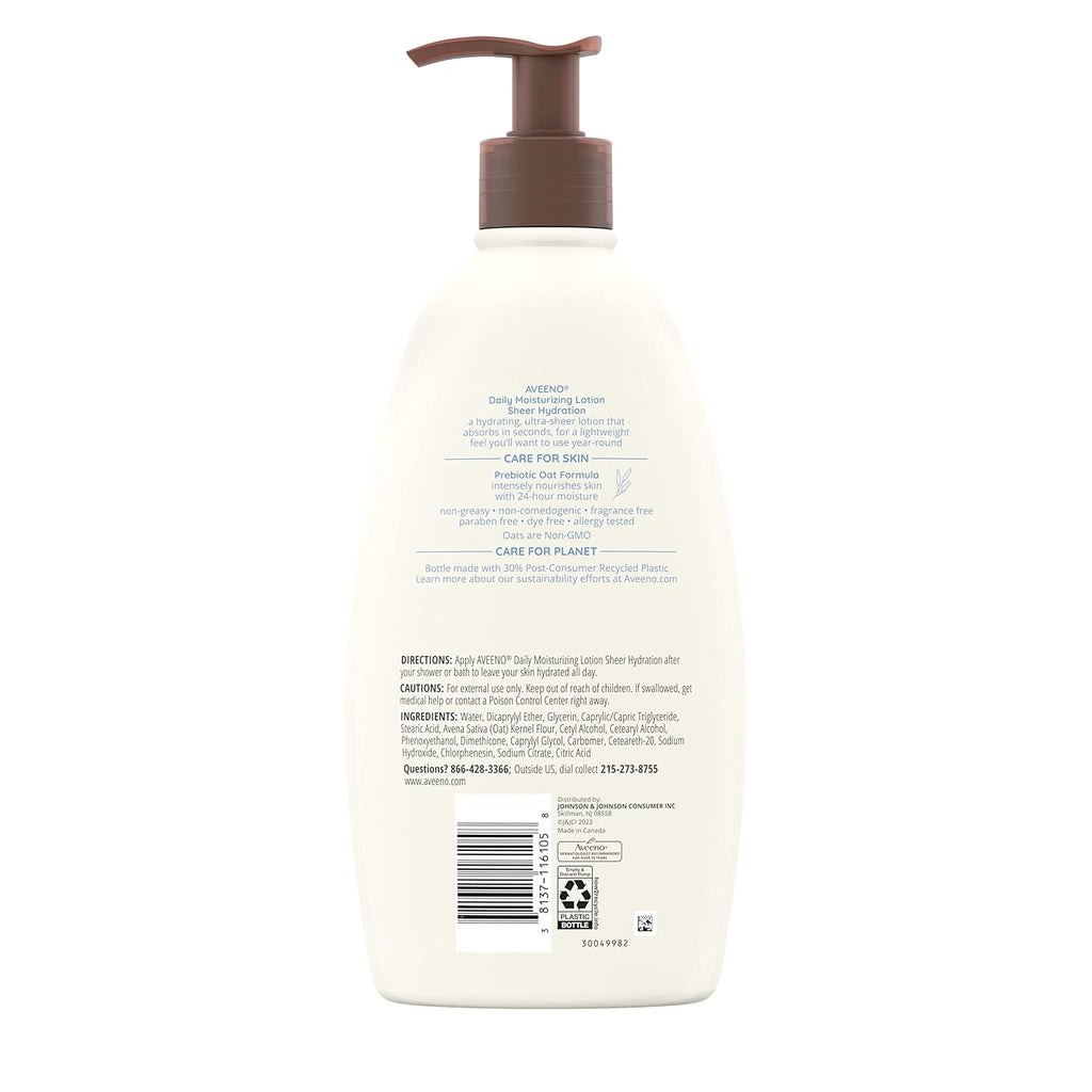 Aveeno Daily Moisturizing Lotion Dry Skin Sheer Hydration Fragrance Free - 18oz/3pk