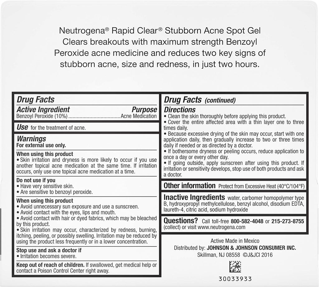 Neutrogena Rapid Clear Stubborn Acne Spot Gel Maximum Strength - 1oz/3pk