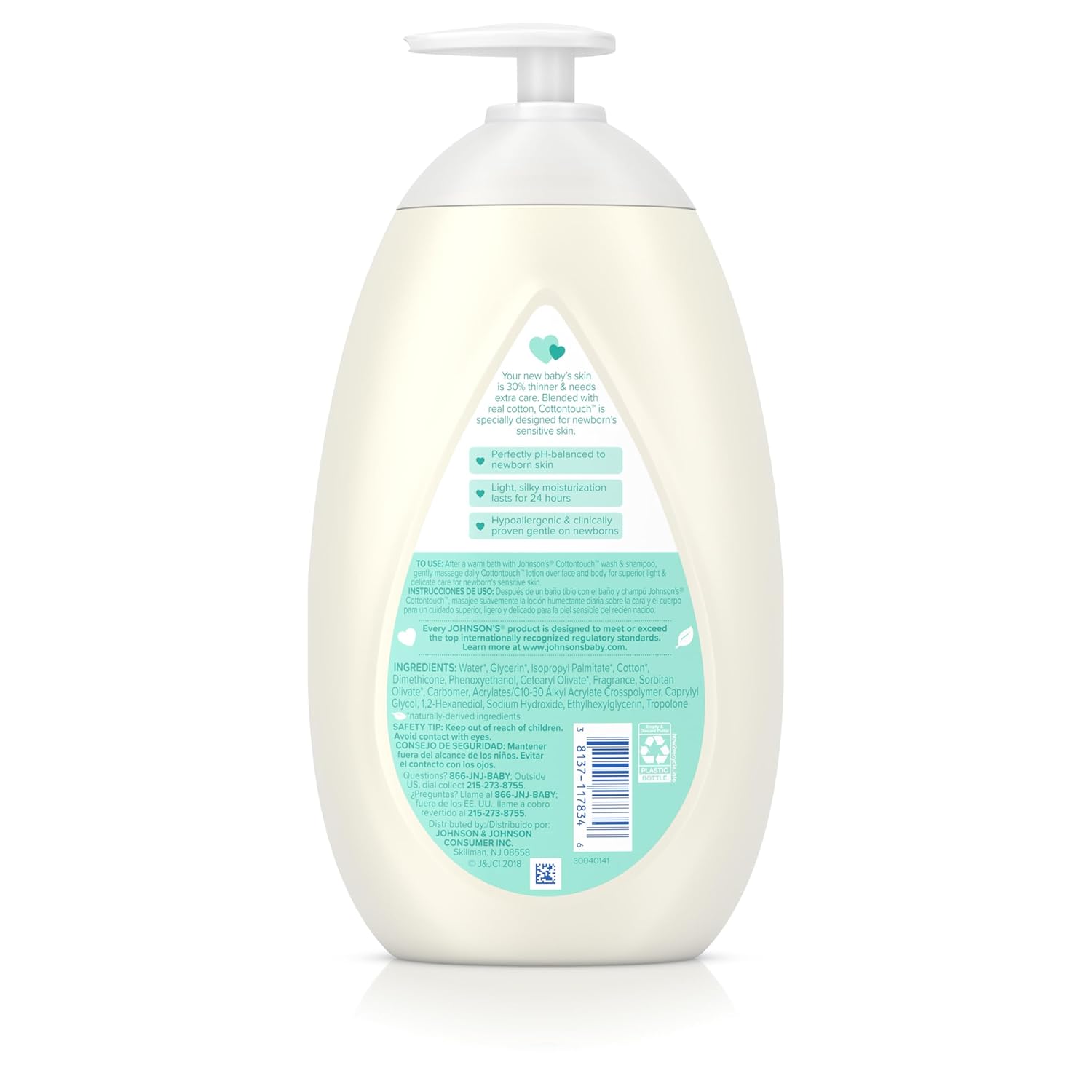 Johnson's Newborn Face & Body Lotion Cottontouch (800 ml) - 27.1oz/3pk