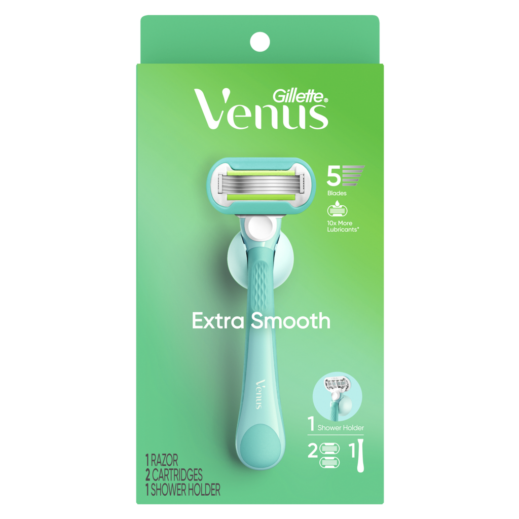 Venus Extra Smooth Women's Razor With Reusable Razor (1 Handle; 2 Razor Blade Refills; 1 Shower Holder) - 1set/36pk