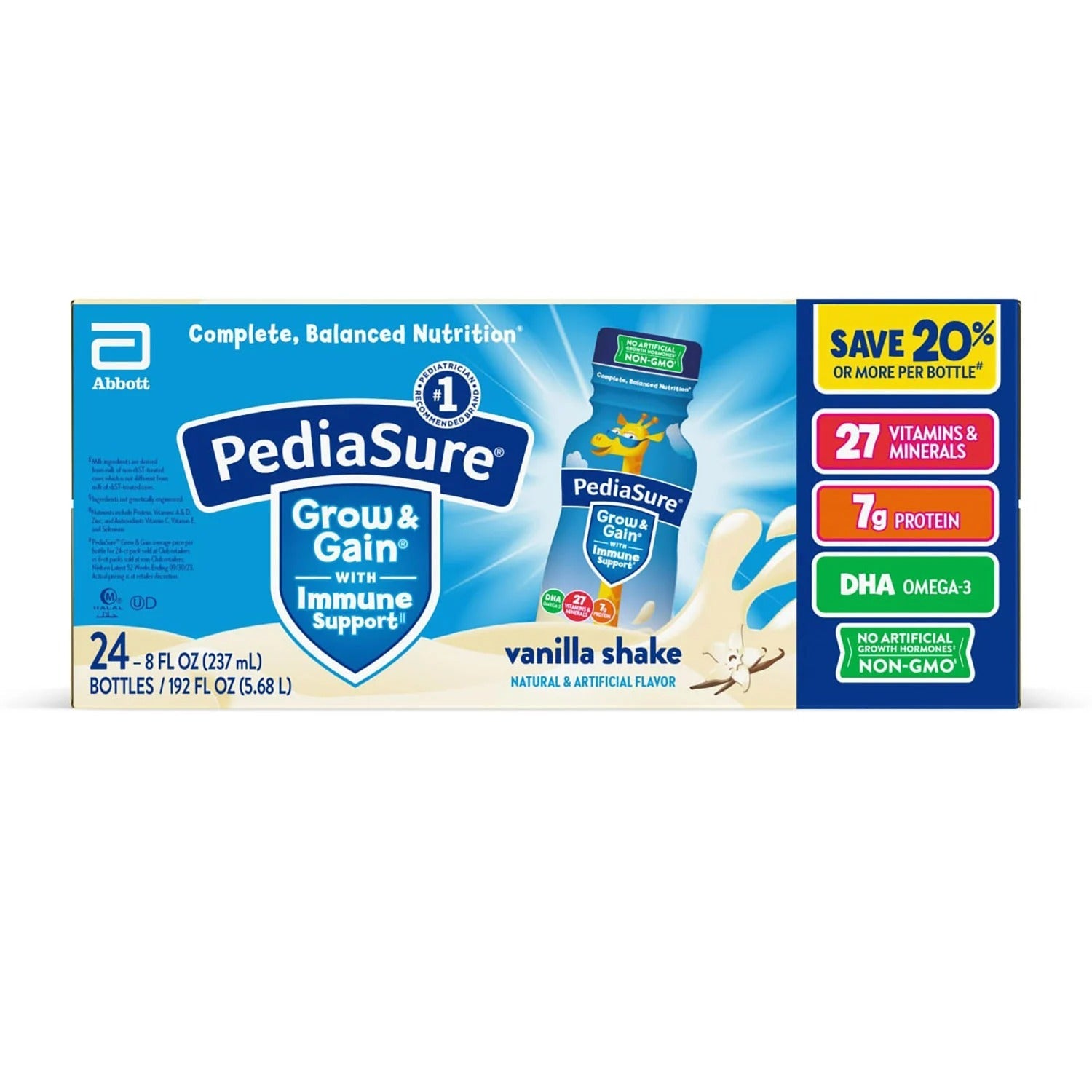 PediaSure Grow and Gain Nutrition Shake for Kids Vanilla - 8oz/24 pk