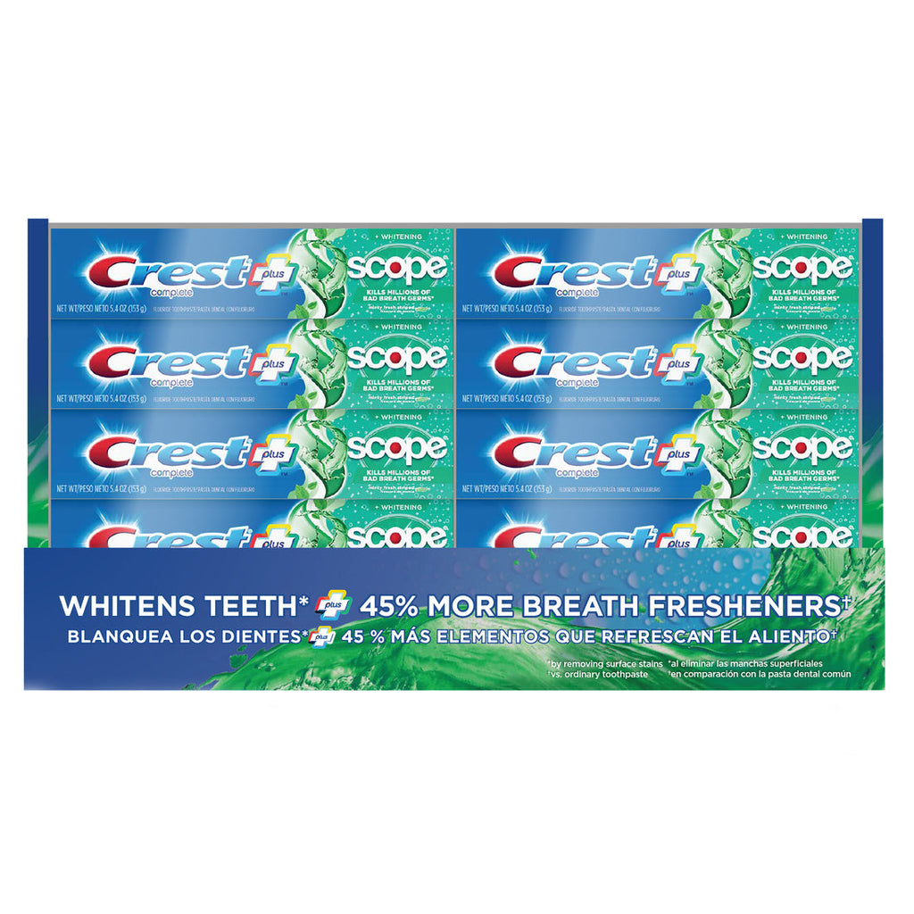 Crest Complete + Scope Whitening Toothpaste Tray Minty Fresh Flavor - (4x5.4)oz/10pk