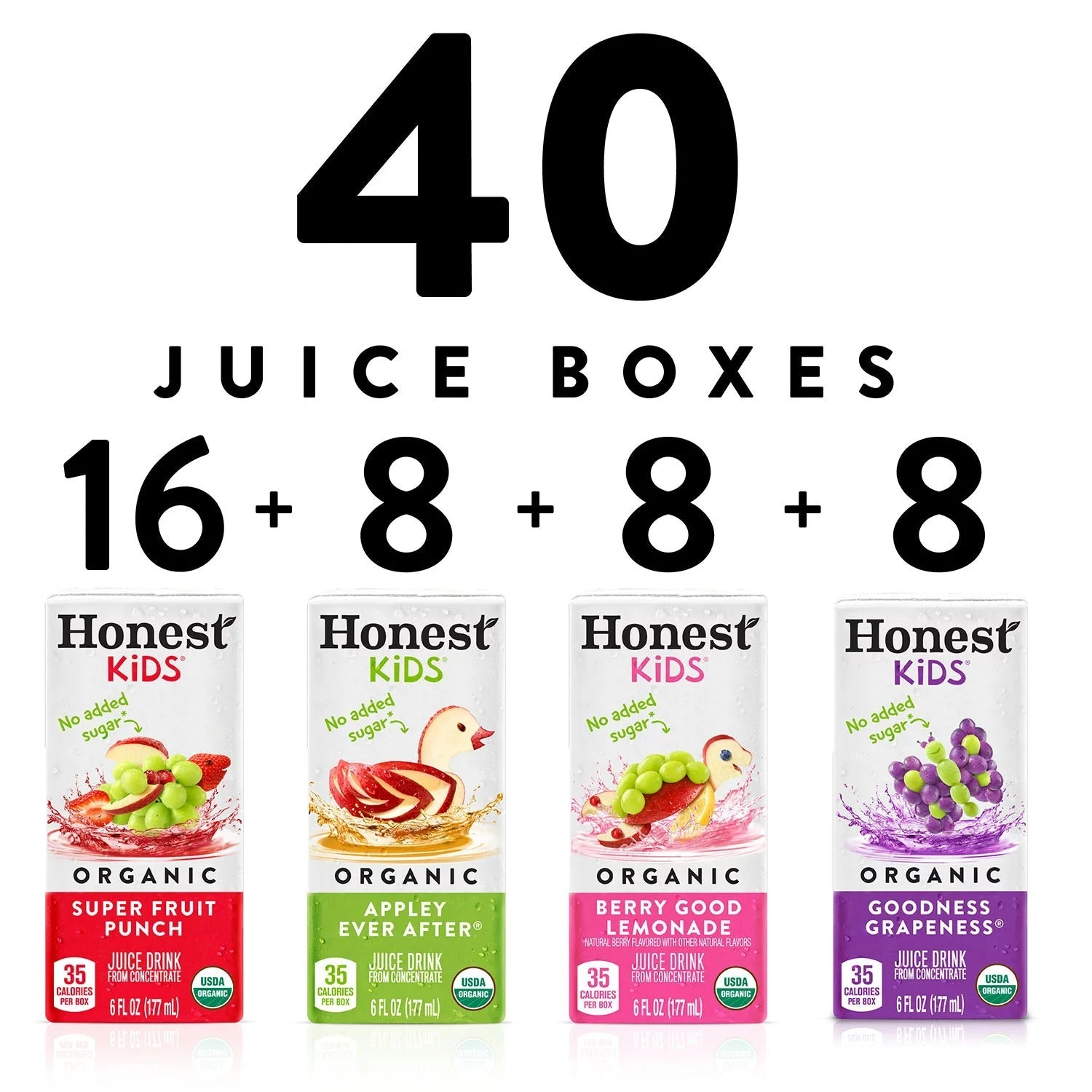 Honest Kids Organic Fruit Juice Drink Boxes Variety Pack - 6oz/40pk
