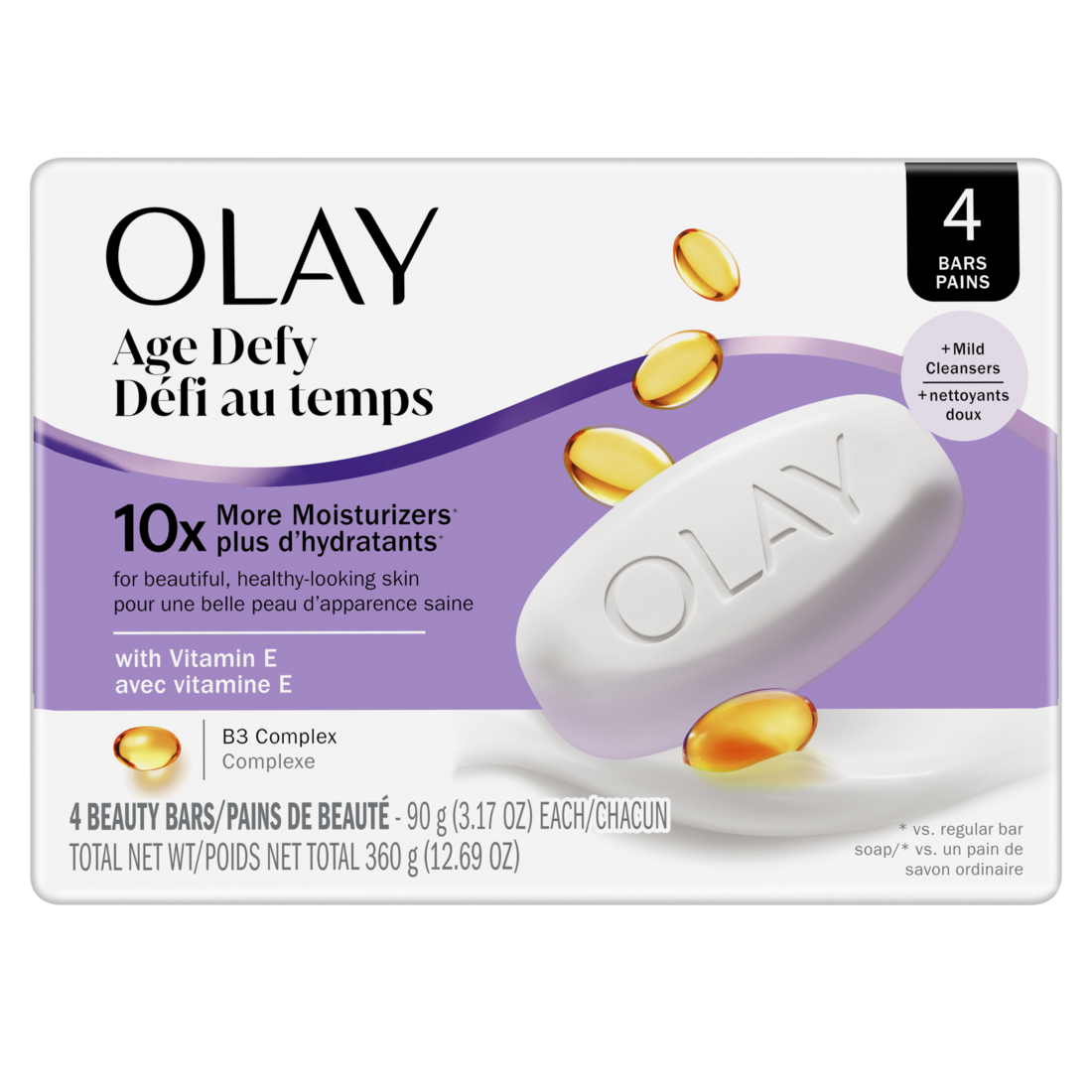 Olay Age Defying Bar Soap  With Vitamin E And Vitamin B3 Complex Beauty Bars - (4x3.17)oz/12pk
