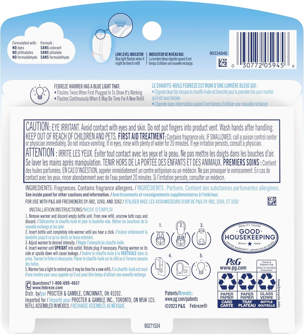 Febreze Plug Refill Odor-Fighting Air Freshener Serene Vanilla Sunrise Scent - (2x0.87)oz/6pk