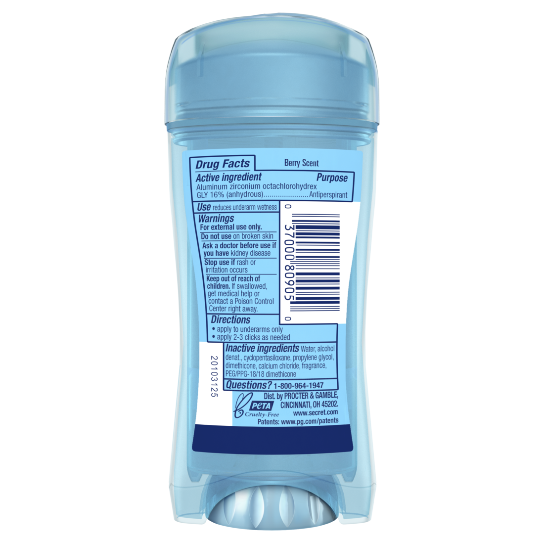Secret Fresh Clear Gel Antiperspirant And Deodorant For Women Berry - 2.6oz/12pk