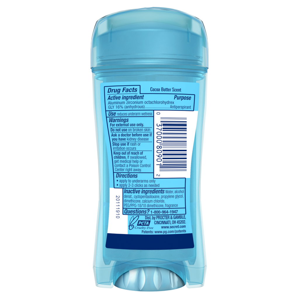 Secret Fresh Clear Gel Antiperspirant And Deodorant For Women Cocoa Butter Scent - 2.6oz/12pk
