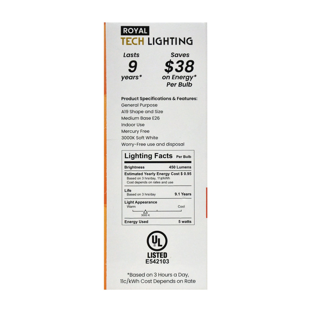 Royal Tech Lightning LED Soft White 5.5W (40W replacement) - 4ct/12pk
