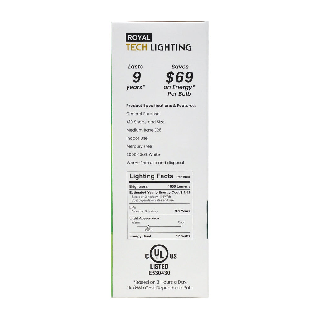 Royal Tech Lightning LED Soft White 12.5W (75W replacement) - 4ct/12pk