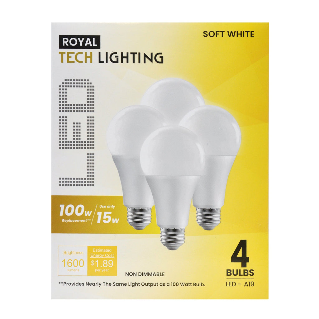 Royal Tech Lightning LED Soft White 15W (100W replacement) - 4ct/12pk