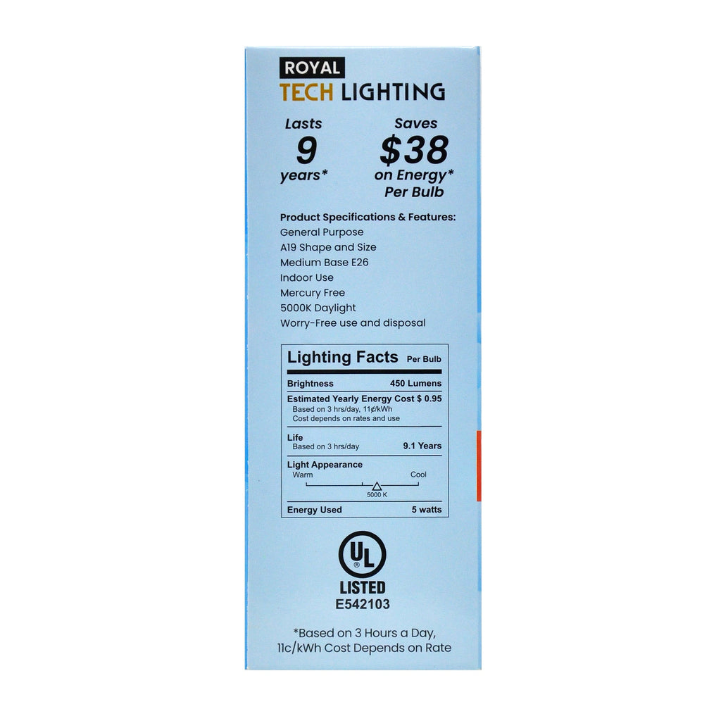 Royal Tech Lightning LED Daylight 5.5W (40W replacement) - 4ct/12pk