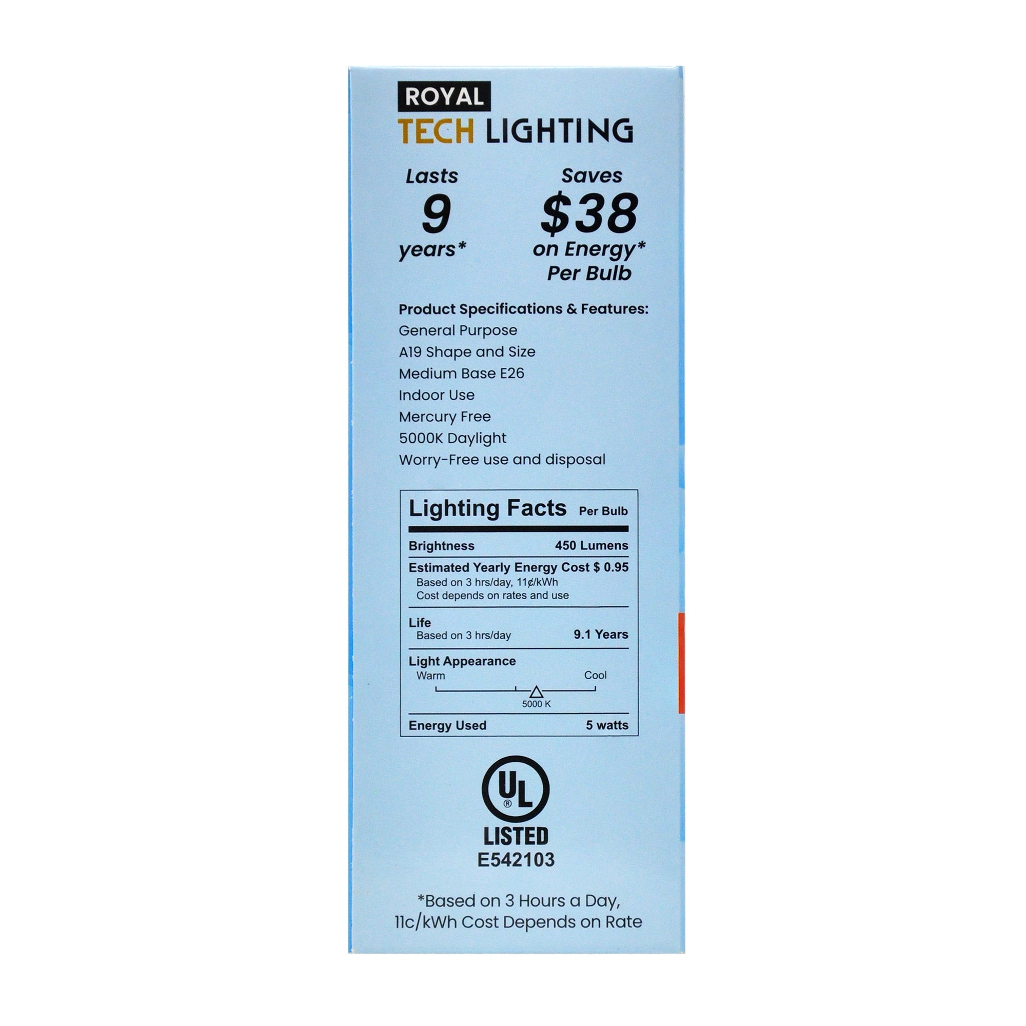 Royal Tech Lightning LED Daylight 5.5W (40W replacement) - 4ct/12pk
