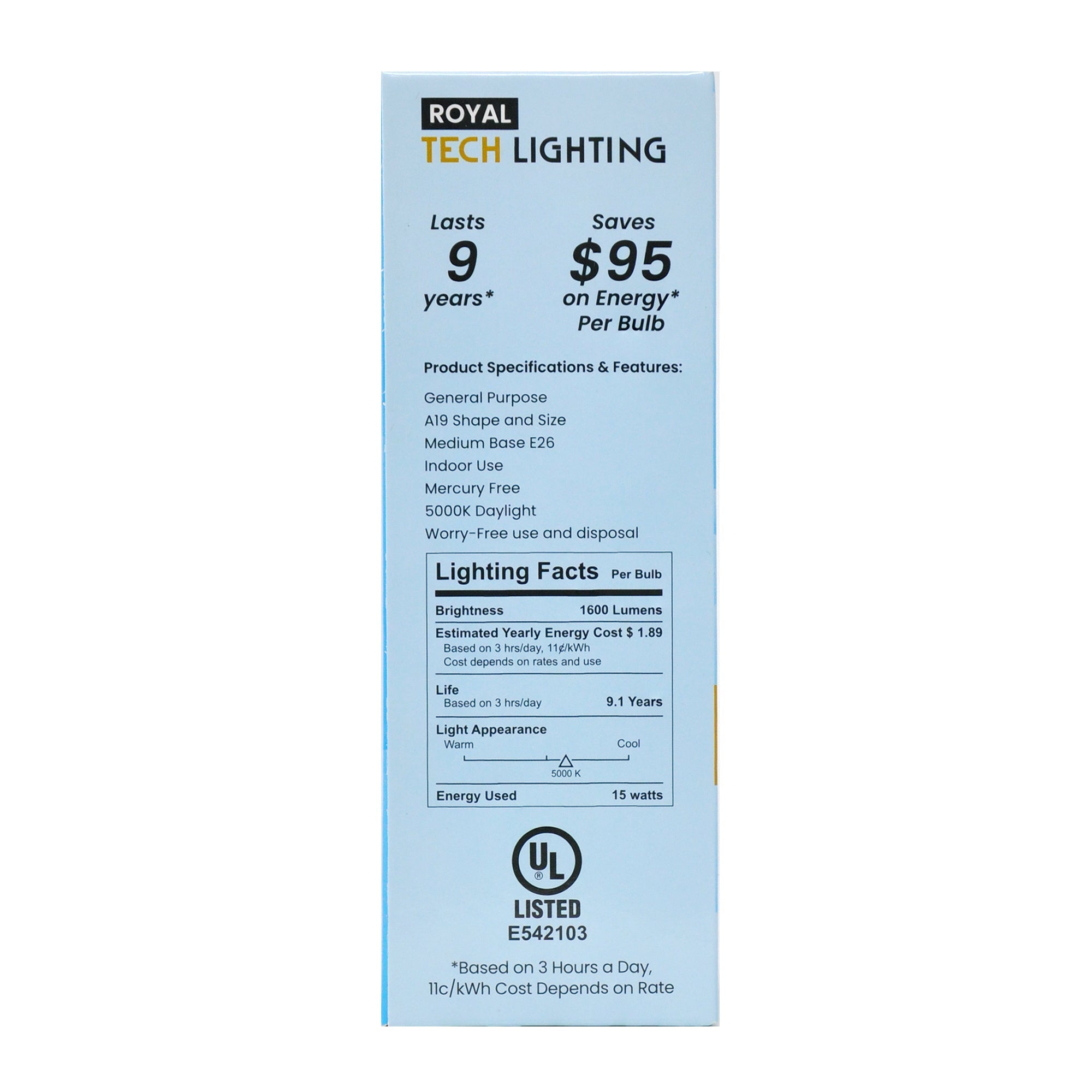 Royal Tech Lightning LED Daylight 15W (100W replacement) - 4ct/12pk