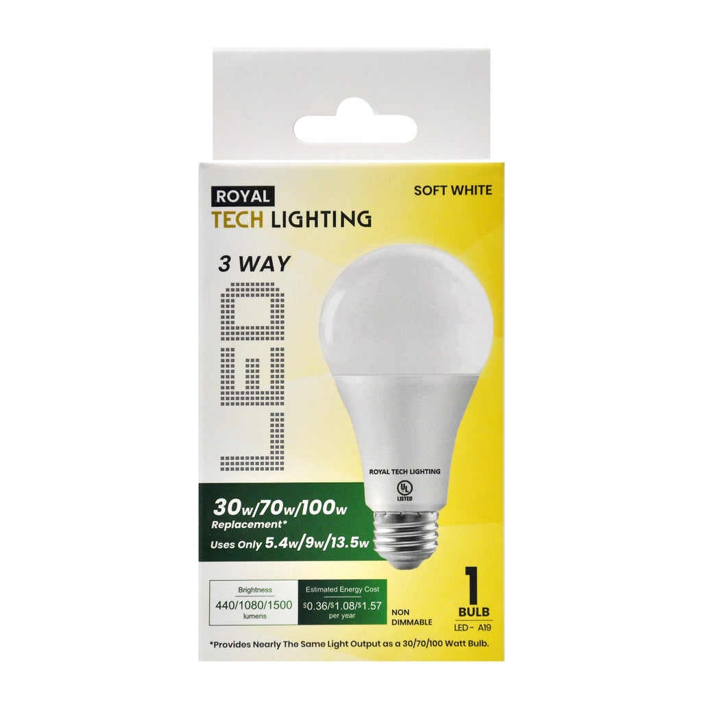 Royal Tech Lightning LED 3 Way Soft White 5.4/9/13.5W (30/70/100W replacement) - 1ct/6pk