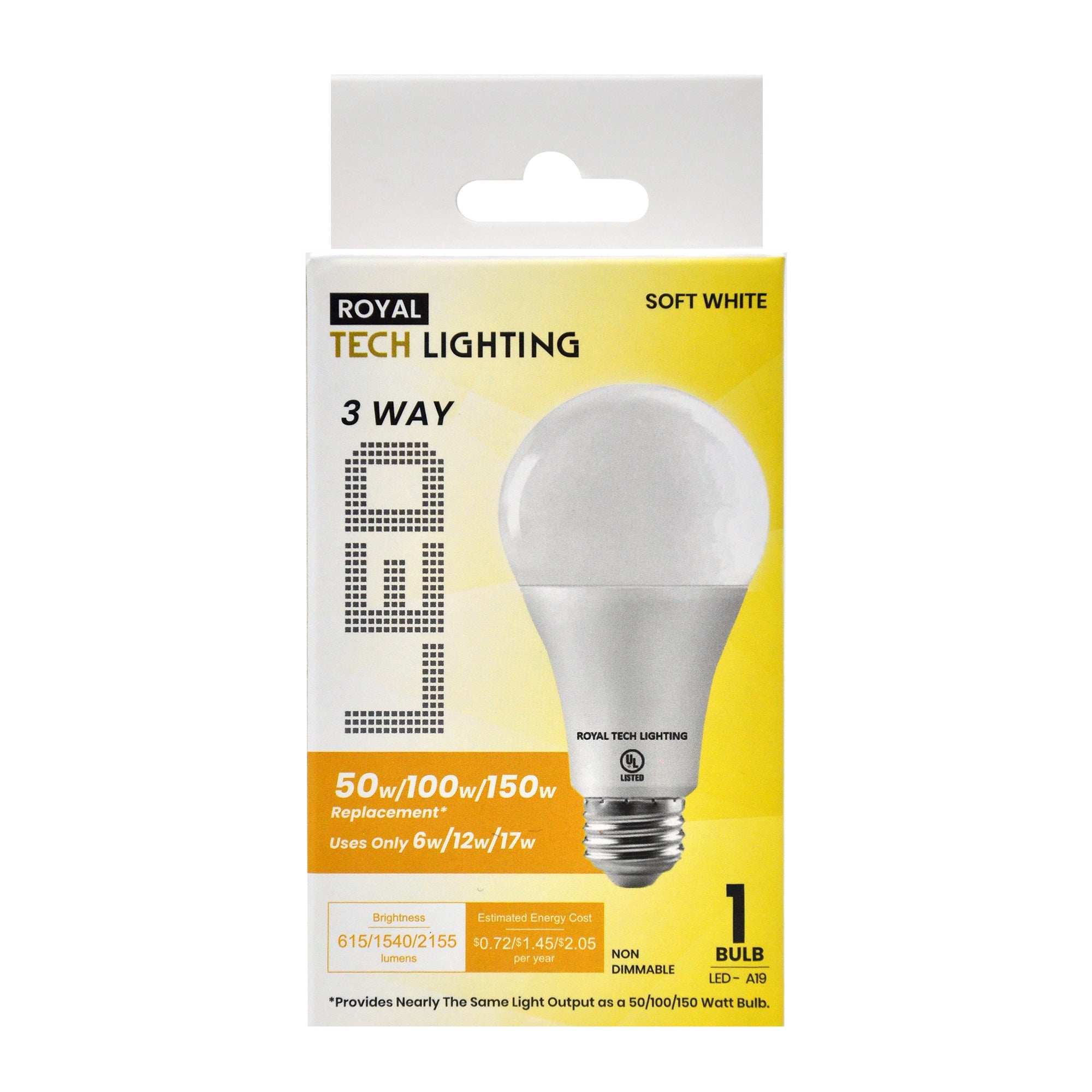 Royal Tech Lightning LED 3 Way Soft White 6/12/17W (50/100/150W replacement) - 1ct/6pk
