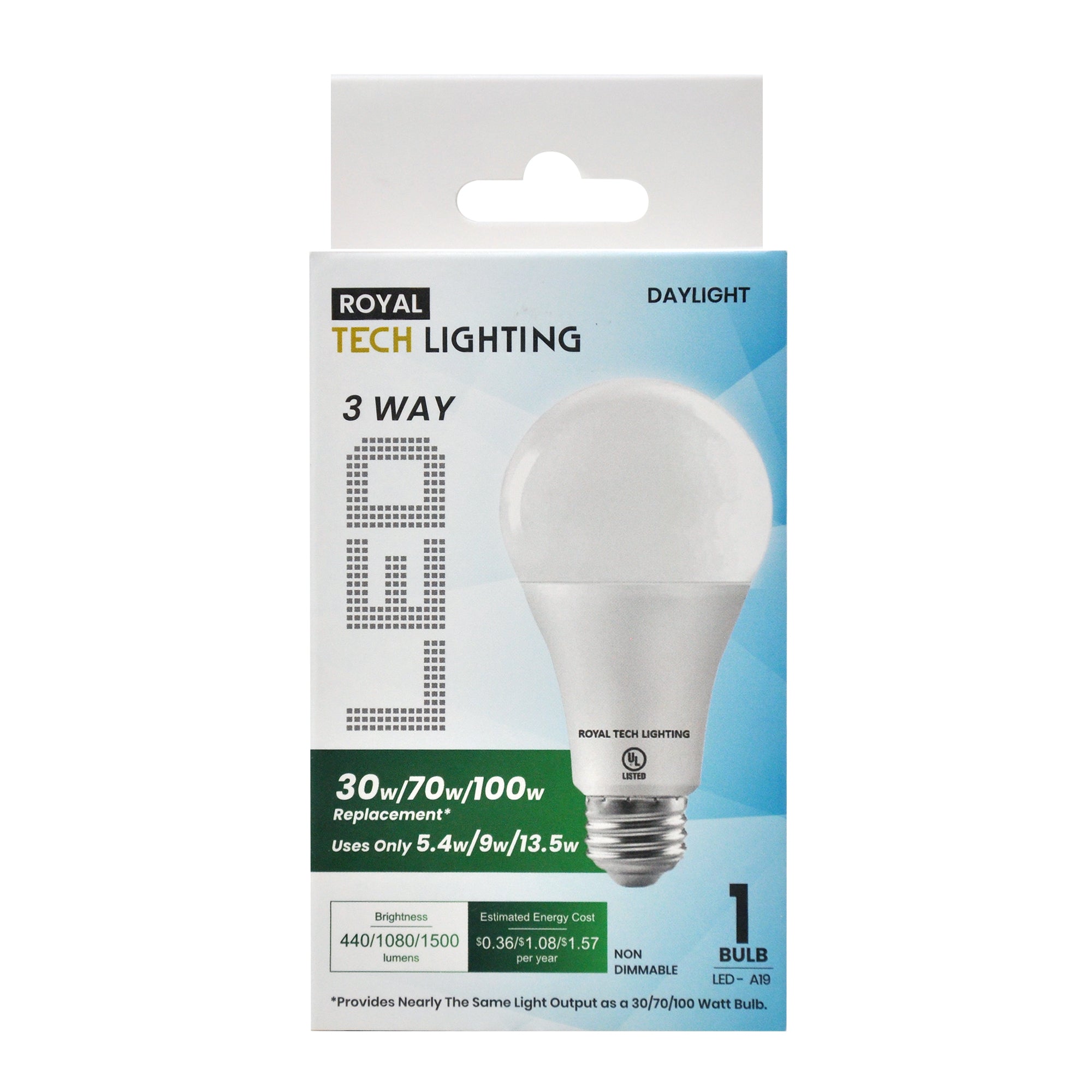 Royal Tech Lightning LED 3 Way Daylight 5.4/9/13.5W (30/70/100W replacement) - 1ct/6pk