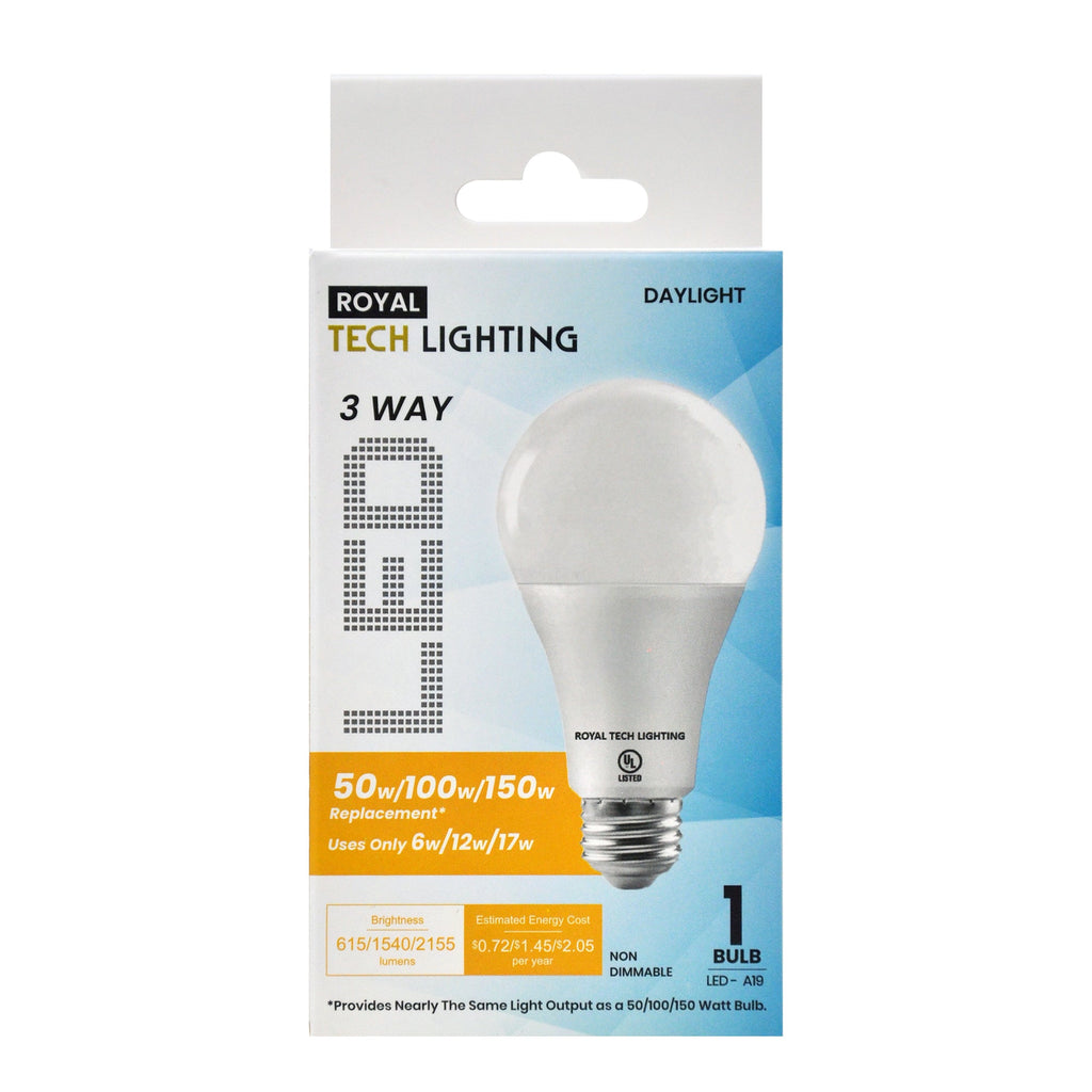 Royal Tech Lightning LED 3 Way Daylight 6/12/17W (50/100/150W replacement) - 1ct/6pk