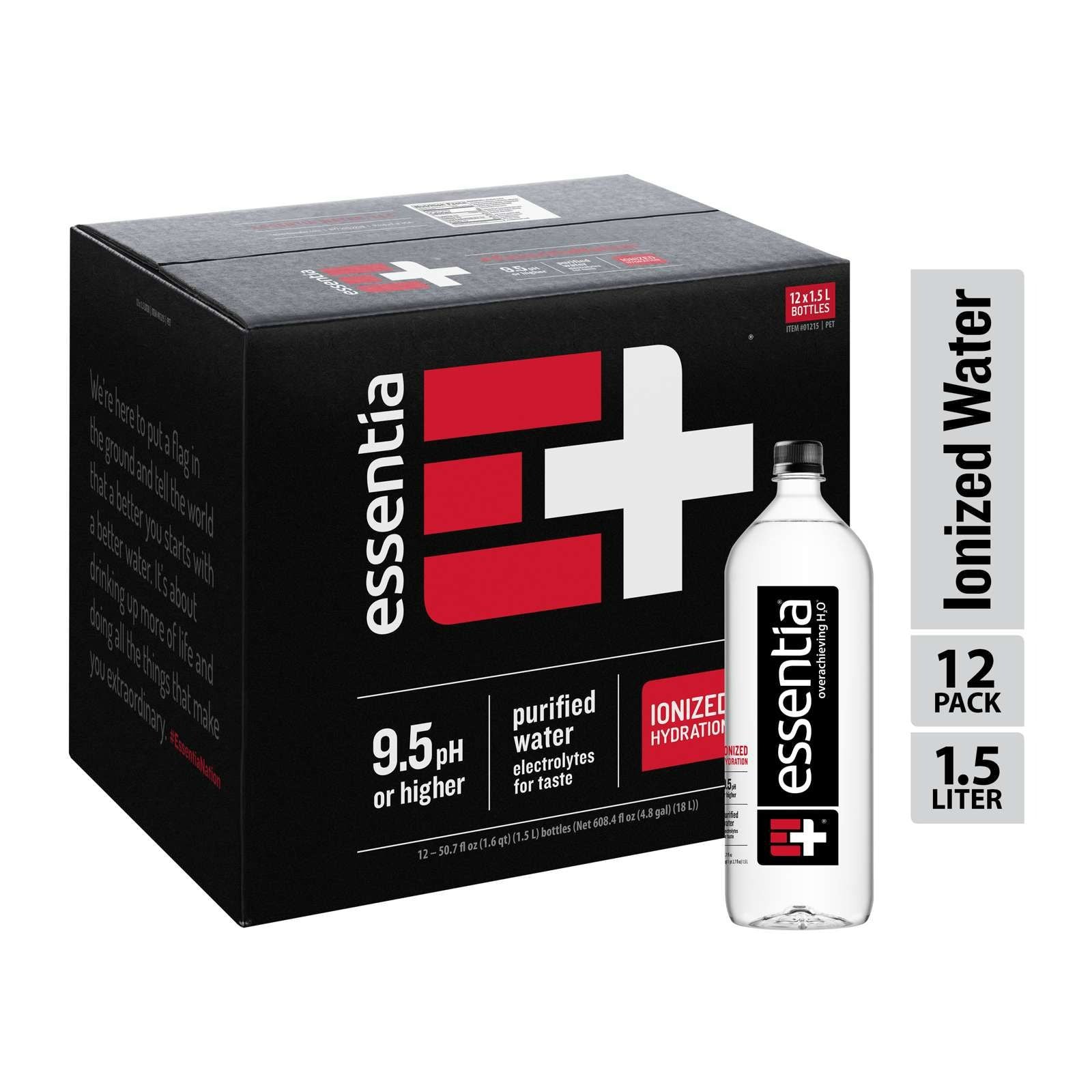 Essentia Bottled Water Ionized Alkaline Water - 1.5L/12pk