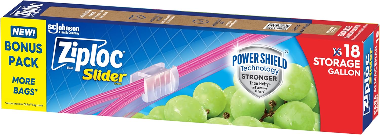 Ziploc Slider Storage Bag Gallon - 18ct/12pk