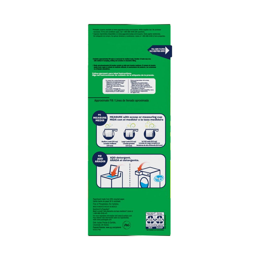 Gain Powder Laundry Detergent for Regular and HE Washers Original Scent 89 loads - 91oz/3pk