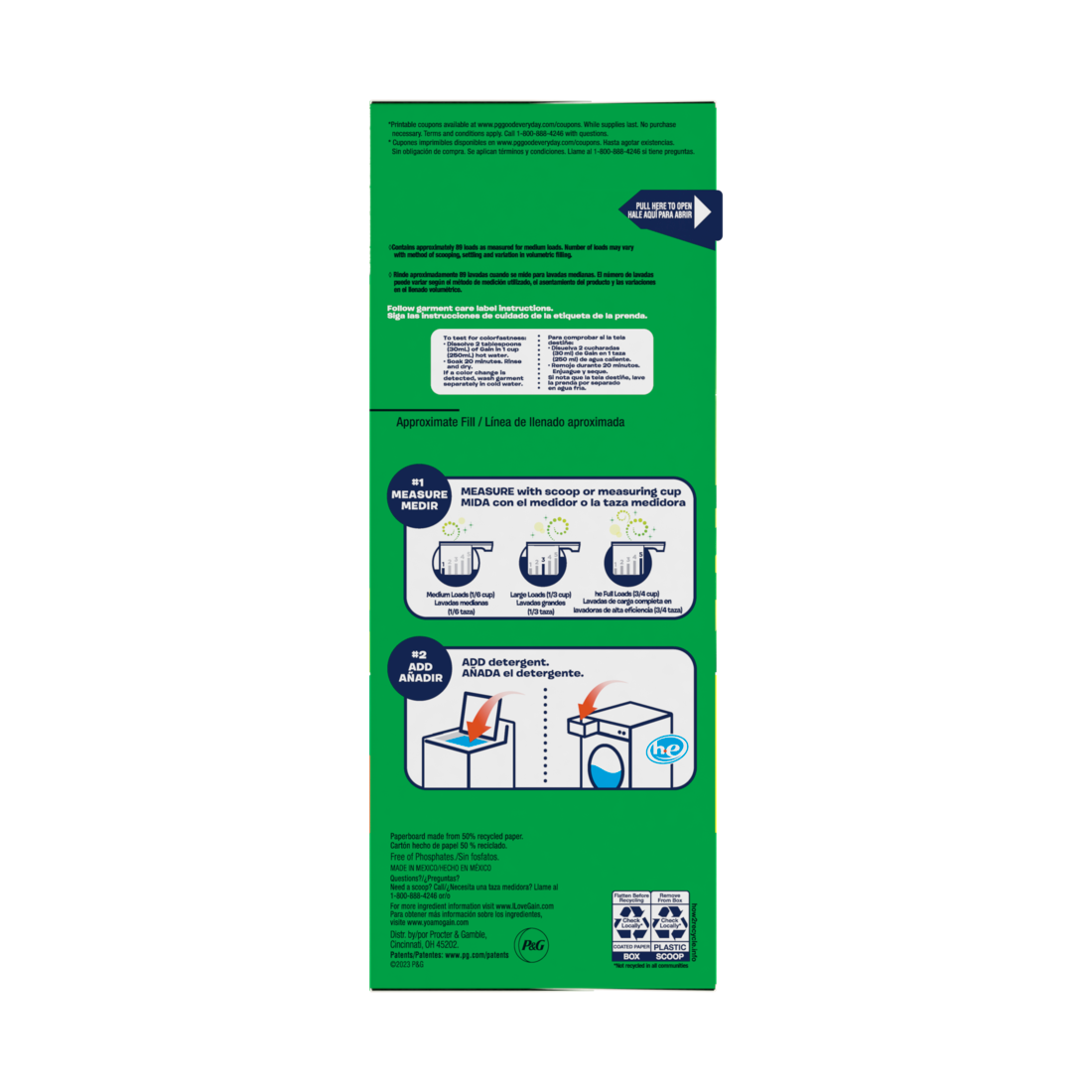 Gain Powder Laundry Detergent for Regular and HE Washers Original Scent 89 loads - 91oz/3pk