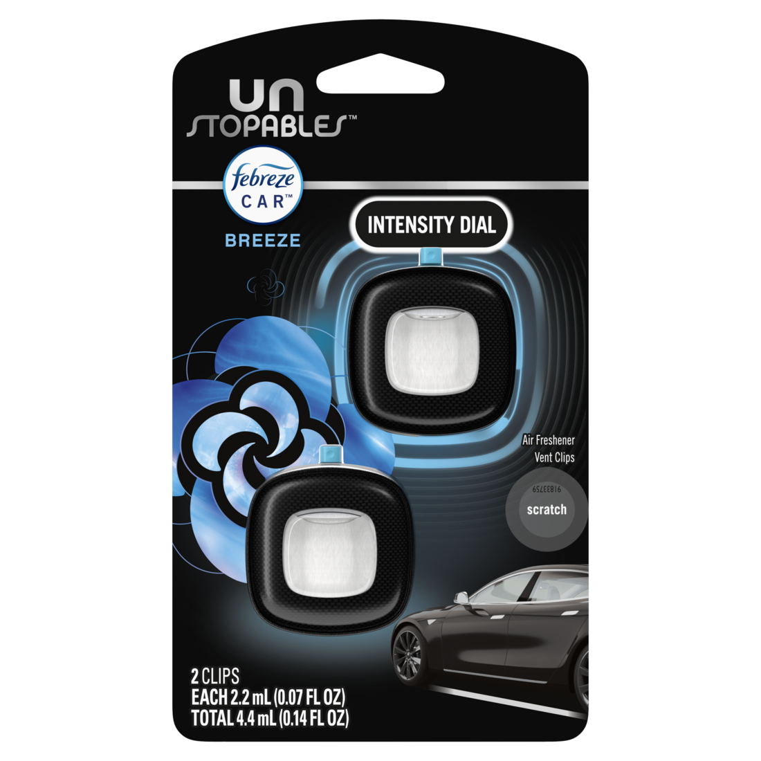 Febreze Unstopables Car Odor-Fighting Car Freshener Vent Clip Breeze Scent - (2x0.07)oz/8pk