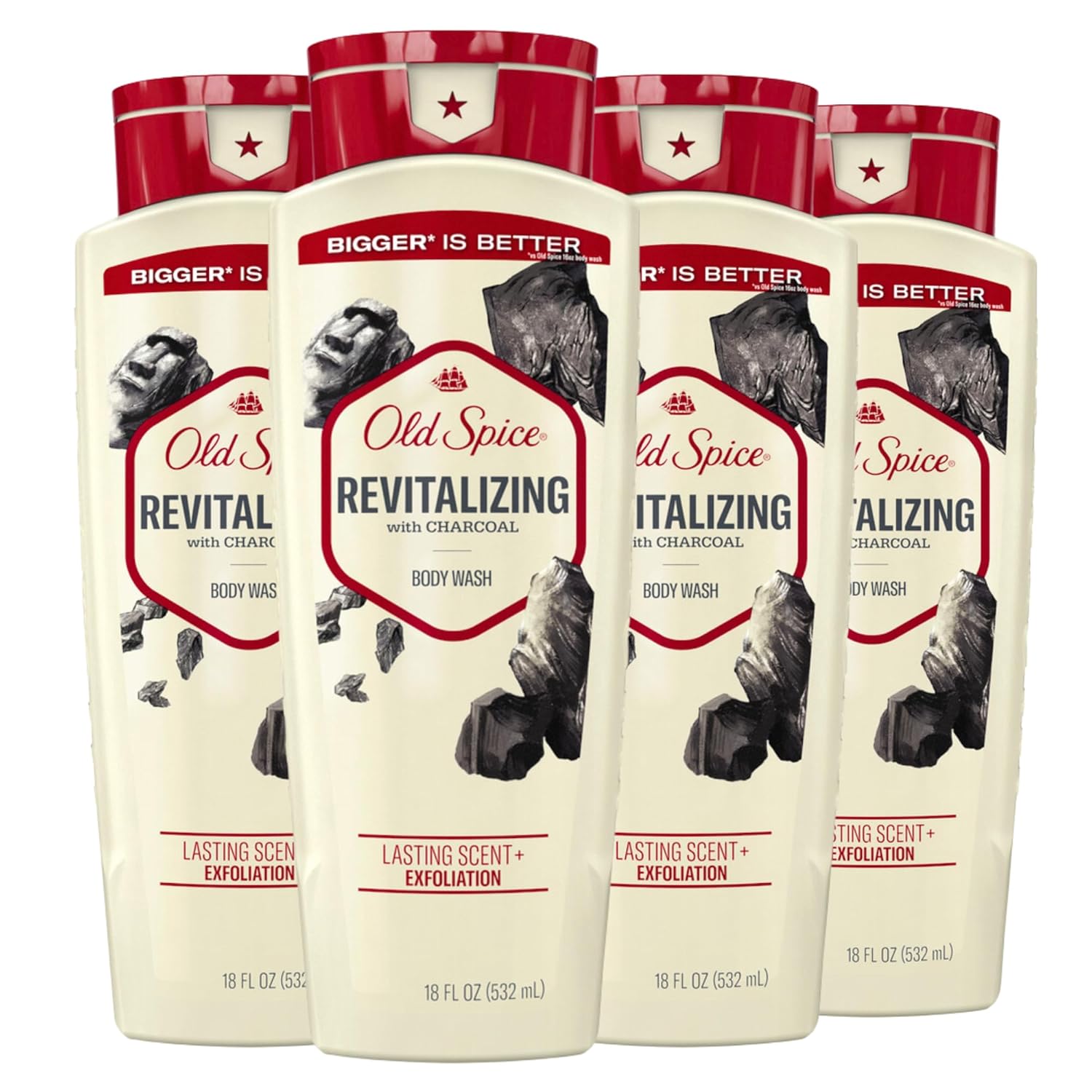 Old Spice Men's Body Wash Deep Revitalizing with Charcoal - 18oz/4pk