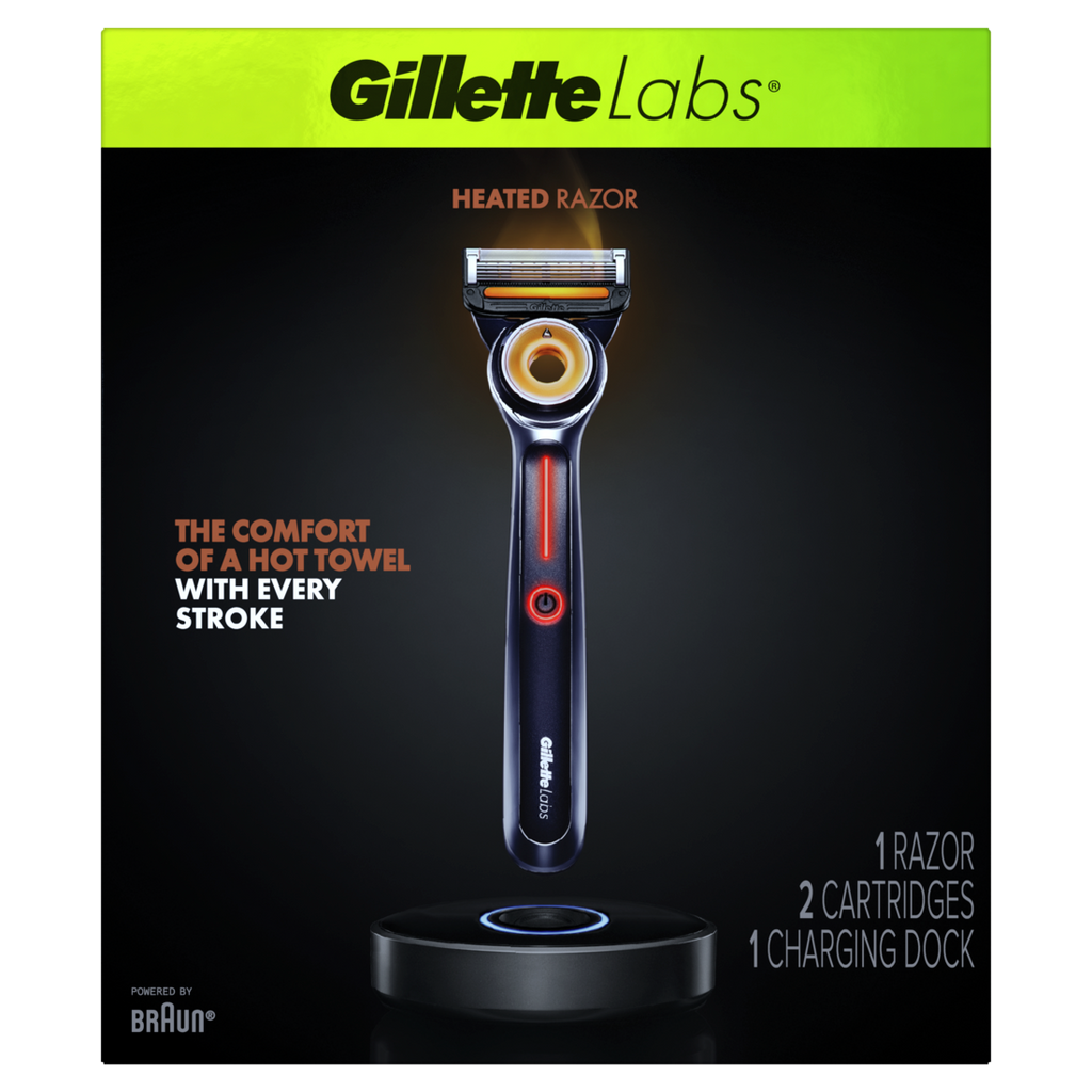 GilletteLabs Heated Razor Starter Kit - 1 Handle 2 Blade Refills 1 Charging Dock - 1set/4pk