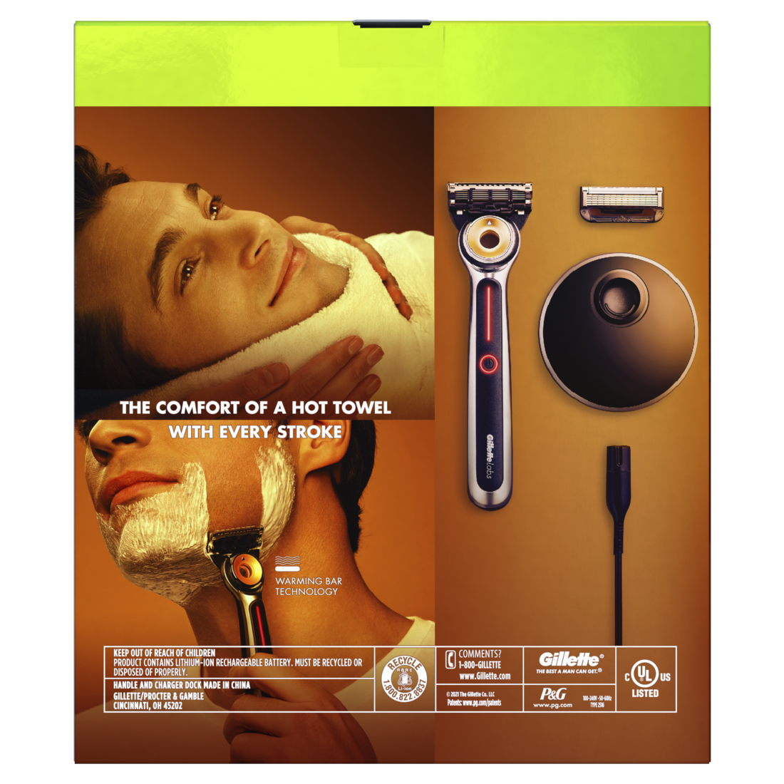 GilletteLabs Heated Razor Starter Kit - 1 Handle 2 Blade Refills 1 Charging Dock - 1set/4pk