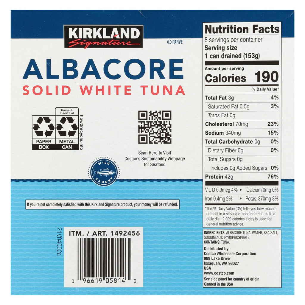 Kirkland Signature Albacore Solid White Tuna in Water - (8x7.0)oz/1pk