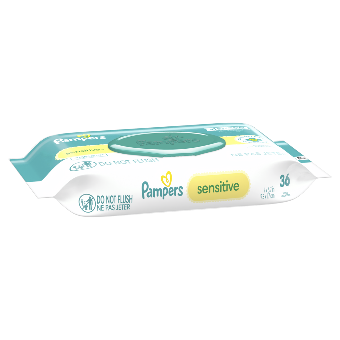Pampers Sensitive Baby Wipes Clinically Proven Water Based Hypoallergenic And Unscented Baby Wipes (1X Flip-Top Packs) - 36ct/12pk