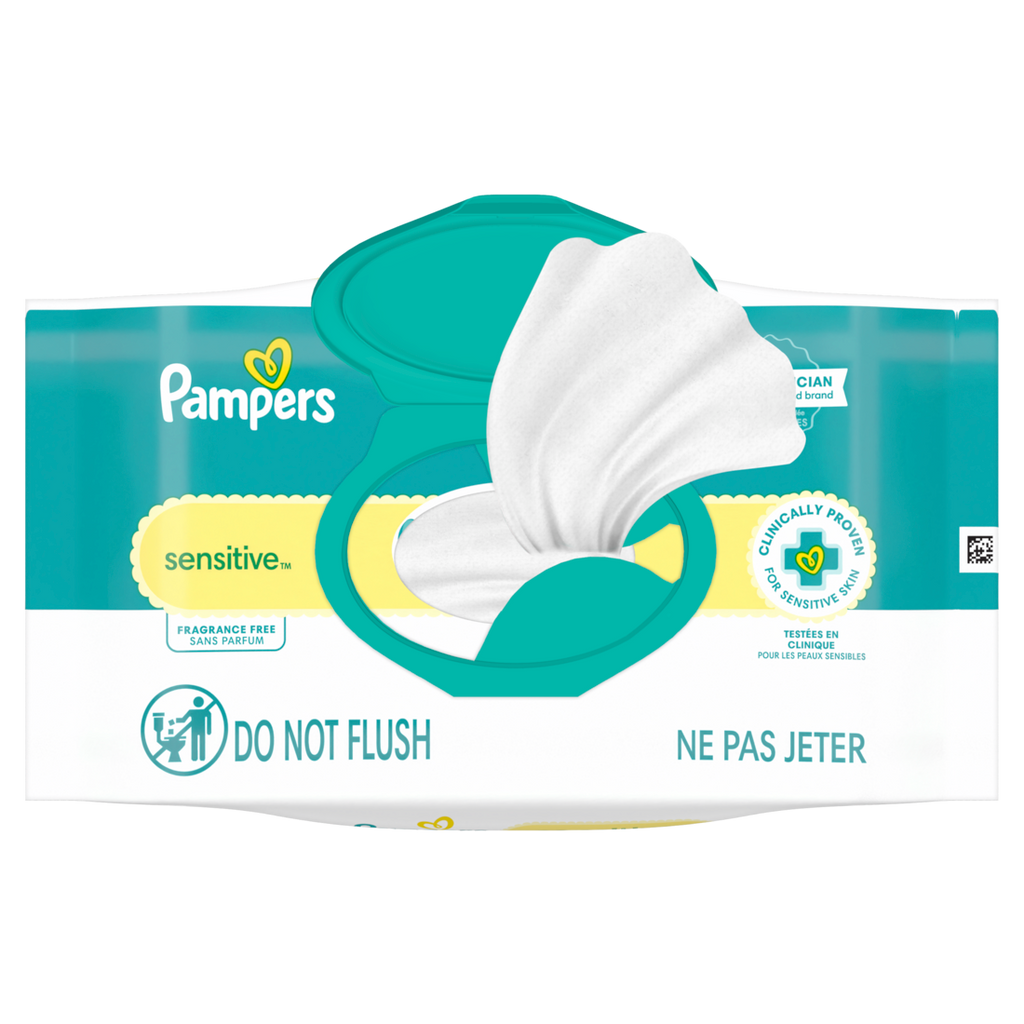 Pampers Sensitive Baby Wipes Clinically Proven Water Based Hypoallergenic And Unscented Baby Wipes (1X Flip-Top Packs) - 36ct/12pk