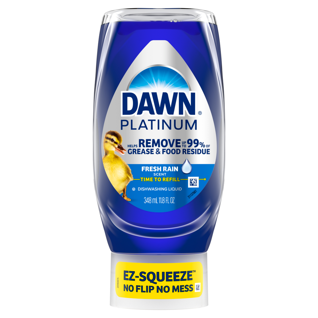 Dawn Platinum Ez-Squeeze Dish Soap Liquid Dishwashing Liquid Grease Removal Fresh Rain - 11.8oz/8pk