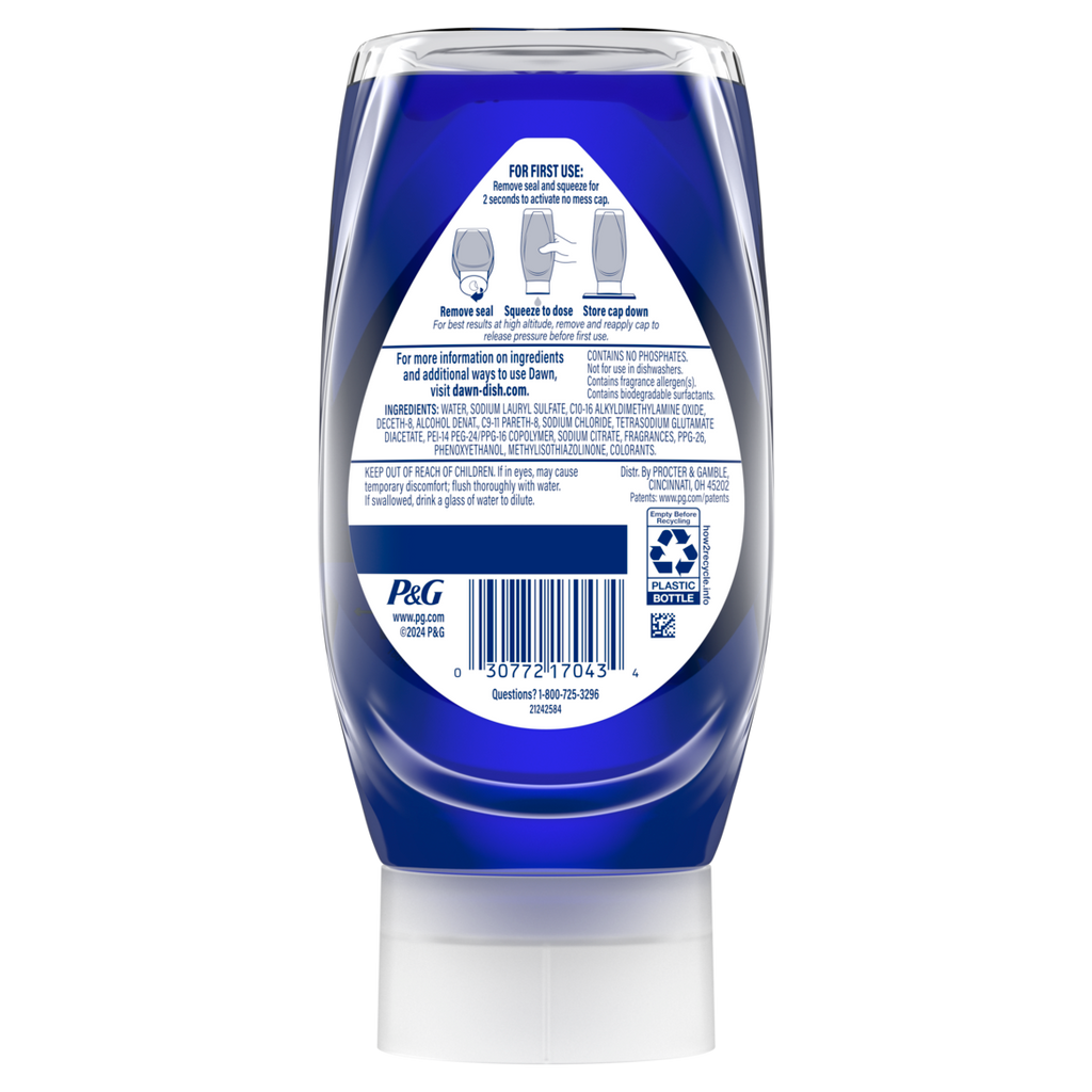 Dawn Platinum Ez-Squeeze Dish Soap Liquid Dishwashing Liquid Grease Removal Fresh Rain - 11.8oz/8pk