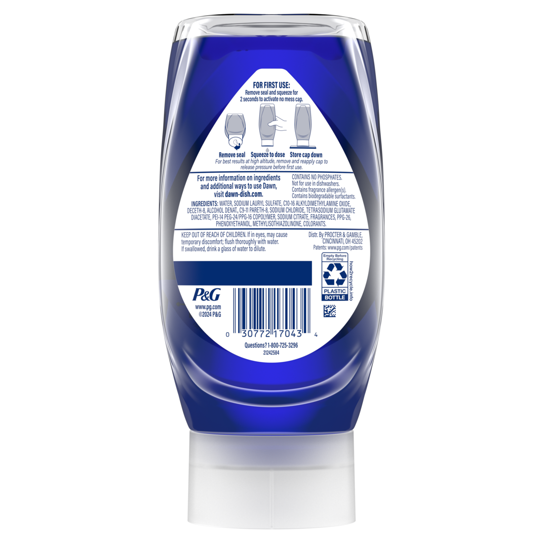 Dawn Platinum Ez-Squeeze Dish Soap Liquid Dishwashing Liquid Grease Removal Fresh Rain - 11.8oz/8pk