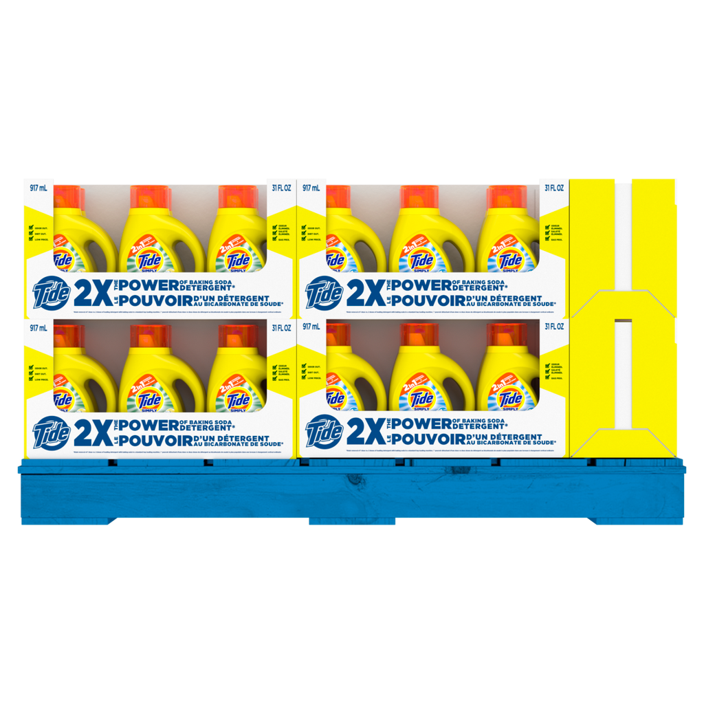 Tide Simply Liquid Laundry Detergent Display (72x32oz Refreshing Breeze; 72x31oz Oxi Refreshing Breeze) - (31-32)oz/144pk