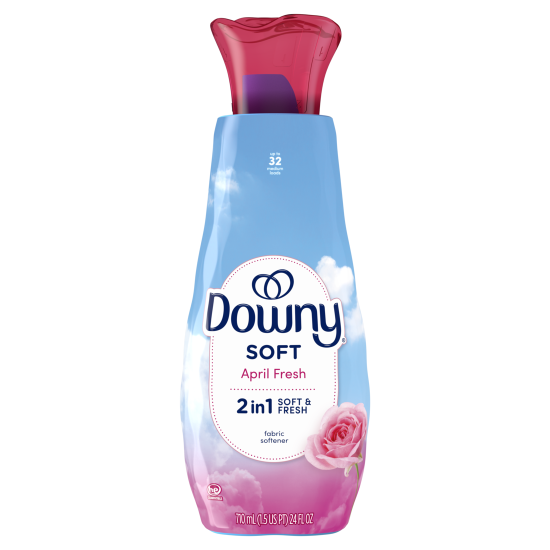 Downy Soft 2-in-1 Soft And Fresh Liquid Fabric Softener April Fresh 32 Loads Fabric Conditioner Liquid Provides Softness And Freshness For Fabrics - 24oz/4pk
