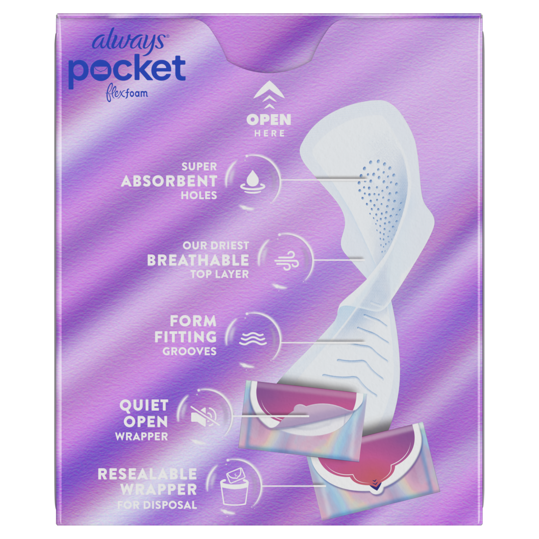 Always Pocket With Flexfoam Pads Size 1 Regular With Wings Unscented - 12ct/4pk