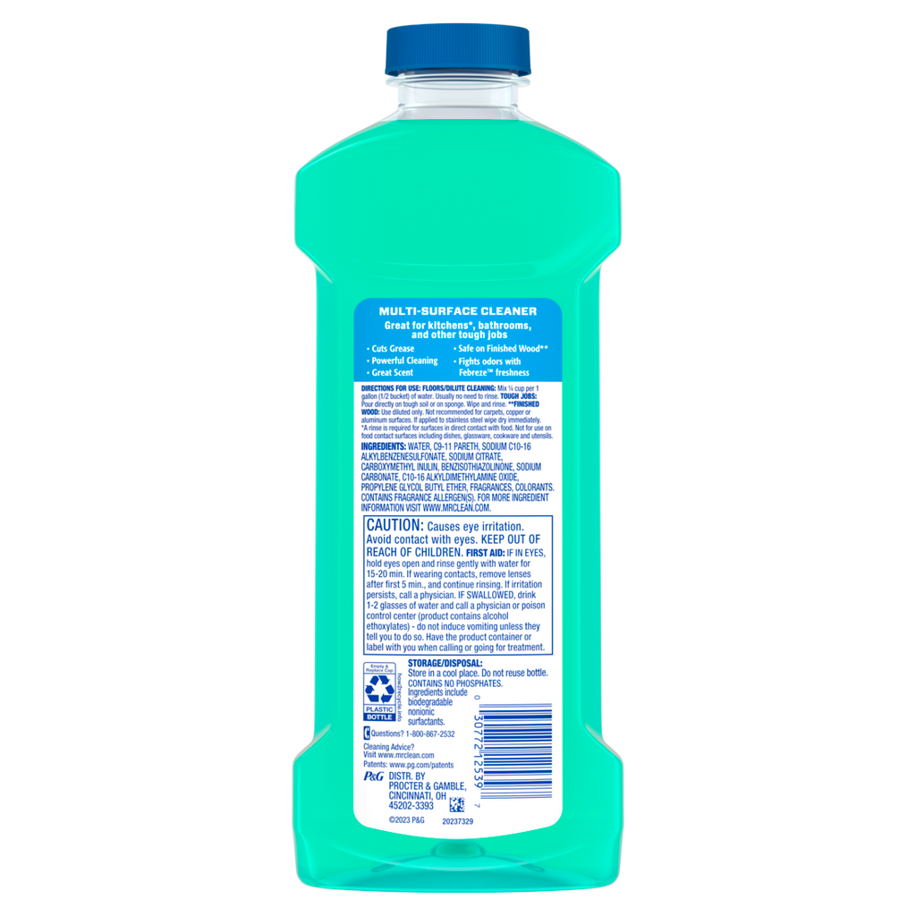 Mr. Clean All Purpose Cleaner Floor Cleaner For Mopping Cleaning Liquid Meadows & Rain - 23oz/6pk