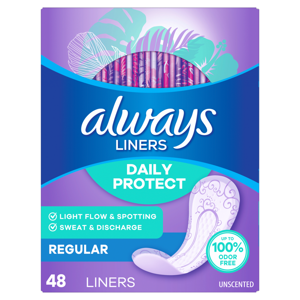 Always Daily Protect Liners Regular Length Unscented Panty Liners - 48ct/5pk