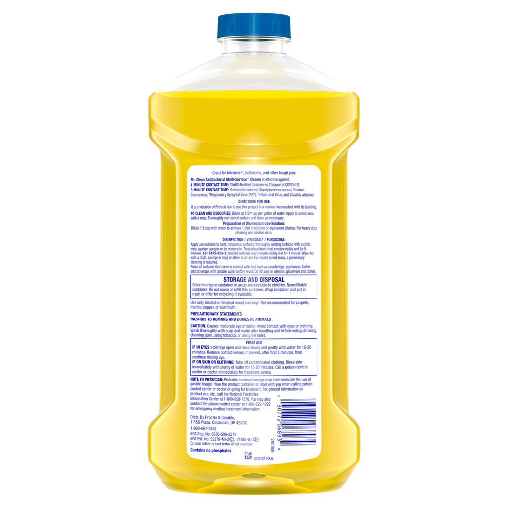 Mr. Clean Antibacterial All Purpose Cleaner Floor Cleaner For Mopping Cleaning Liquid Lemon - 41oz/4pk