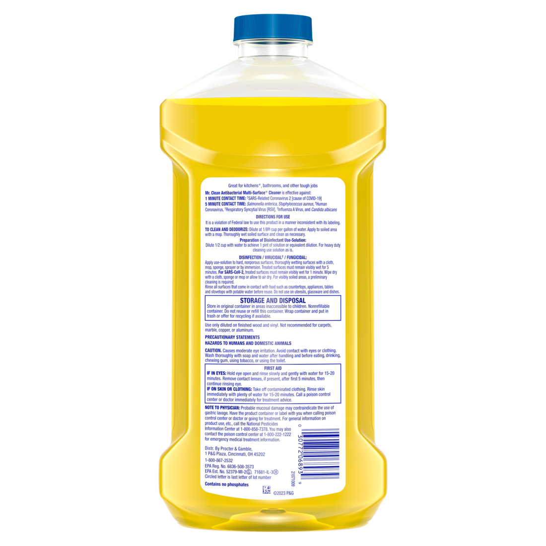 Mr. Clean Antibacterial All Purpose Cleaner Floor Cleaner For Mopping Cleaning Liquid Lemon - 41oz/4pk