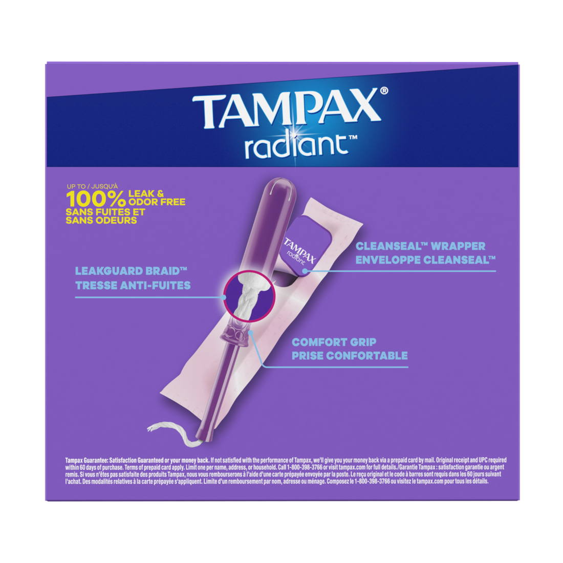 Tampax Radiant Tampons With Leakguard Braid Super Plus Absorbency Unscented - 28ct/6pk