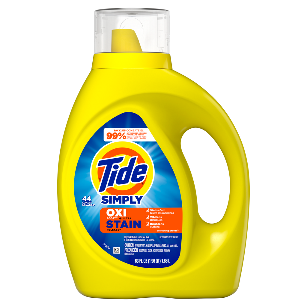 Tide Simply Oxi Boost + Ultra Stain Release 44 Loads Tough On Stains Whitens Brightens Refreshing Breeze Scent - 63oz/4pk