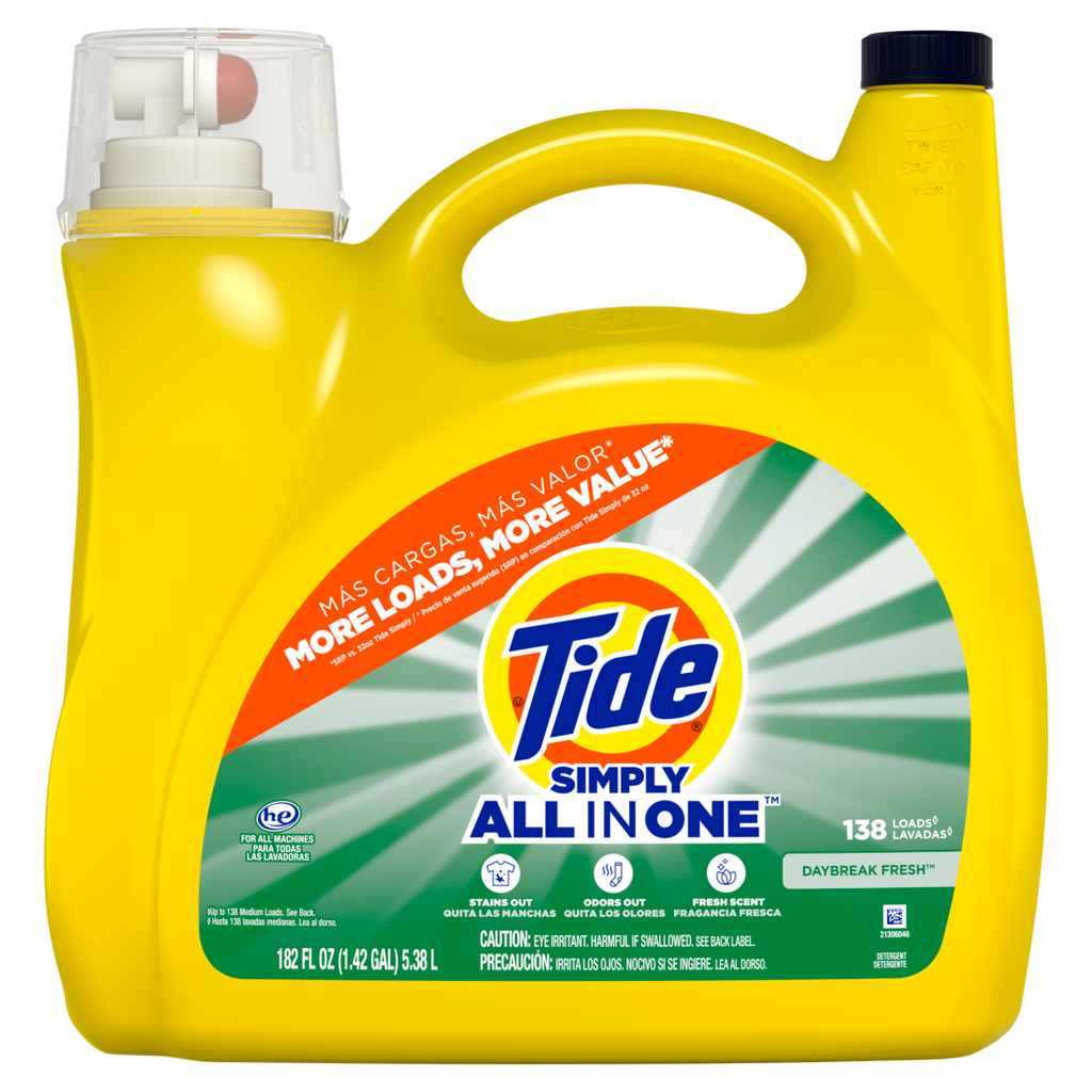 Tide Simply All-In-One Liquid Laundry Detergent Daybreak Fresh Scent 138 Loads - 182oz/2pk