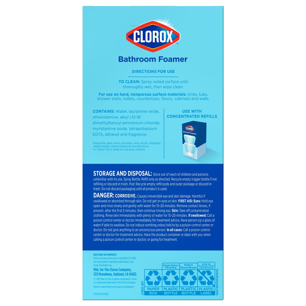 Clorox Bathroom Foamer Spray Starter Kit 1.125oz Bcap + 20oz Bottle - 1set/4pk