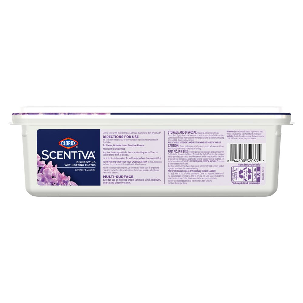 Clorox Scentiva Disinfecting Wet Mopping Cloths Lavender & Jasmine - 24ct/6pk