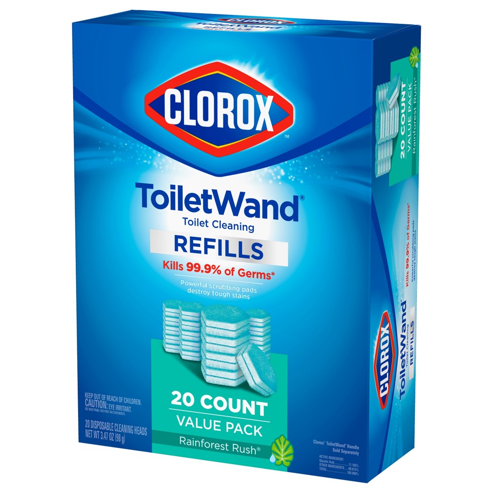 Clorox Toiletwand Disposable Toilet Cleaning Rainforest Rush Refill - 20ct/4pk
