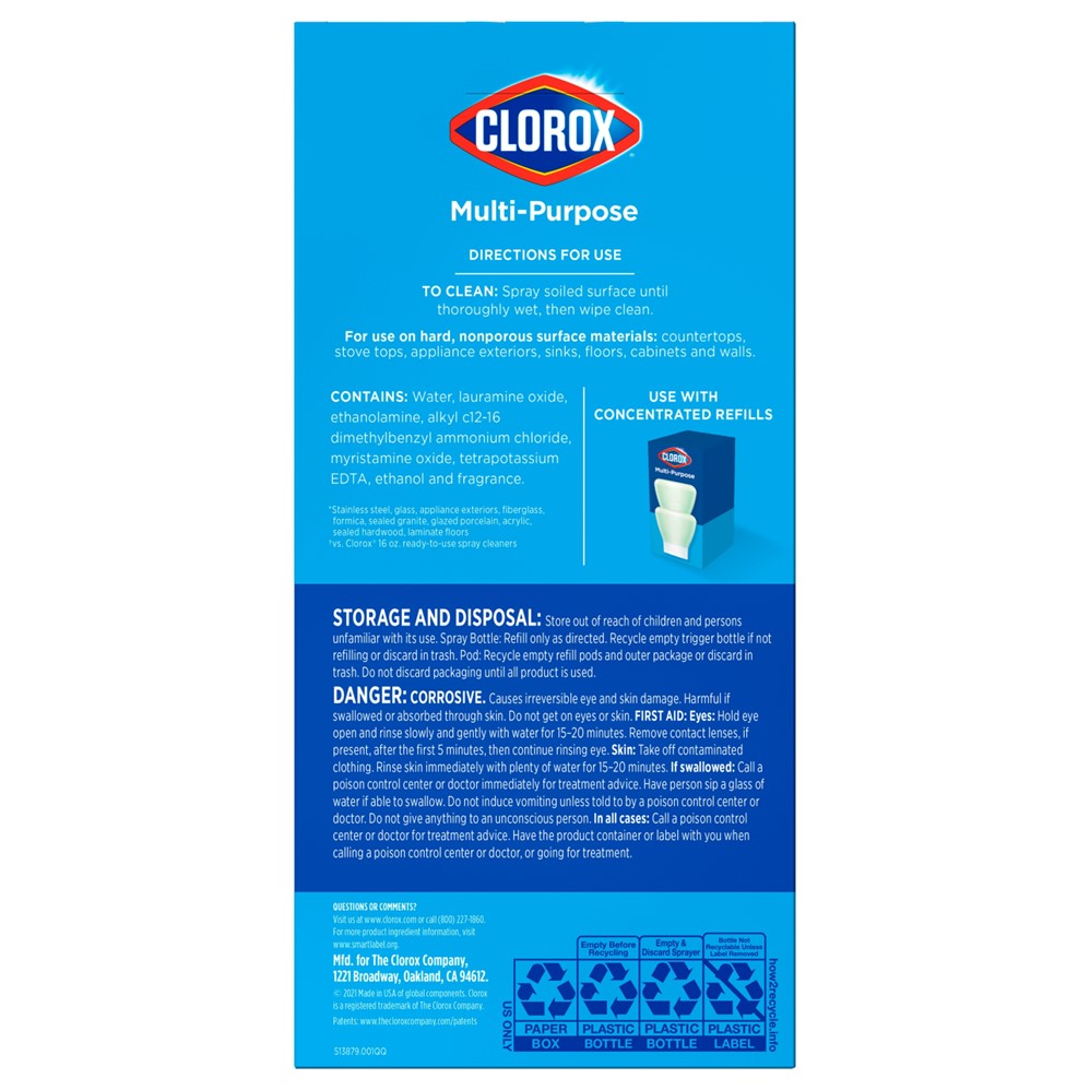 Clorox Multi-Purpose Spray Starter Kit 1.125oz Bcap + 20oz Bottle - 1set/4pk